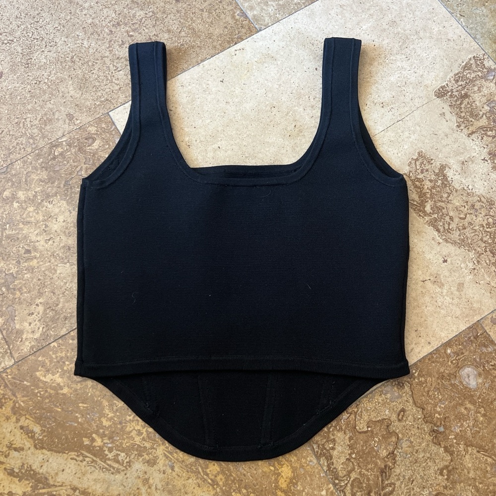 Express Black Body Contour Crop Bustier Tank Top